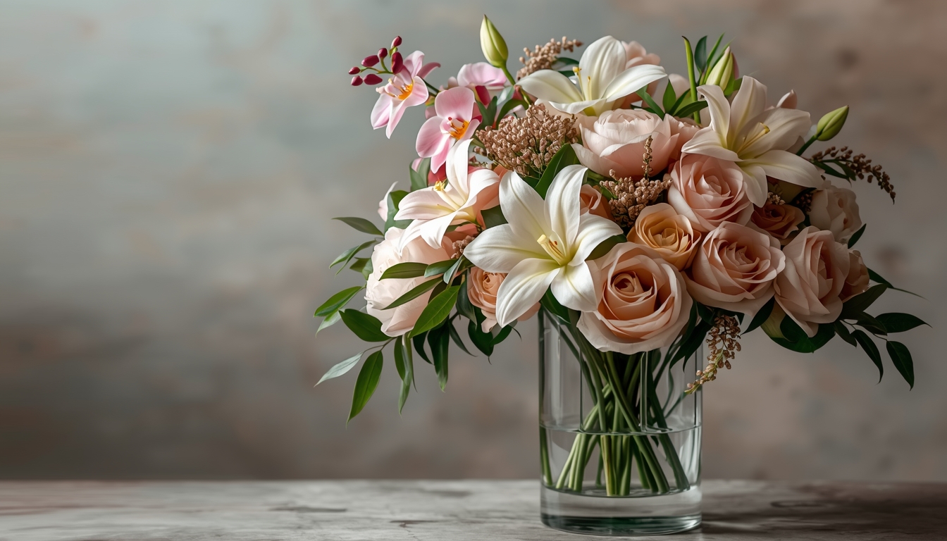 Floral arrangement detail at Glixarexsmyxol